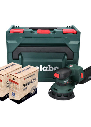 Metabo SXA 18 LTX 125 BL ponceuse excentrique sur batterie 18 V 125 mm (600146840) sans balais + 2x kit d'abrasifs secteur Toolbrothers SPIDER + metaBOX - sans batterie, sans chargeur