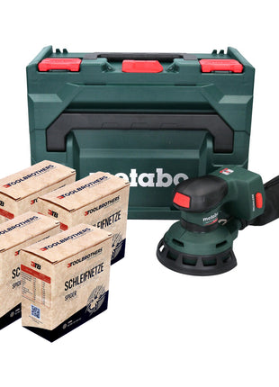 Metabo SXA 18 LTX 125 BL ponceuse excentrique sur batterie 18 V 125 mm (600146840) sans balais + 4x kit d'abrasifs secteur Toolbrothers SPIDER + metaBOX - sans batterie, sans chargeur