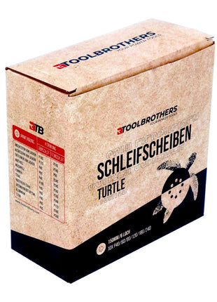 Toolbrothers TURTLE Schleifset 2 Packungen 120x Schleifscheiben 150 mm Klett 6 Loch  je 20x P40 / P60 / P80 / P120 / P180 / 240 für Hartholz, Weichholz, Lack, Stein, Stahl, Aluminium, Furnier - Toolbrothers