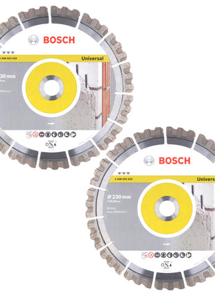 Bosch Diamant Trennscheibe Set 2x Best for Universal 230 x 22,23 mm ( 2x 2608603633 ) - Toolbrothers