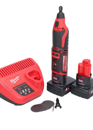 Outil rotatif à batterie Milwaukee C12 RT-402 12 V + 2x batteries 4,0 Ah + chargeur