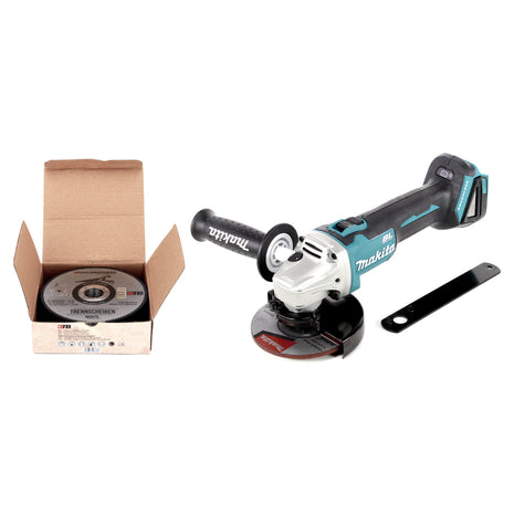 Makita DGA 506 Z Akku Winkelschleifer 18 V 125 mm Brushless Solo + Toolbrothers MANTIS Trennscheiben- Set - ohne Akku, ohne Ladegerät