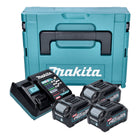 Kit de fuente de alimentación Makita 3x batería BL 4020 40 V máx. 2,0 Ah XGT + cargador DC 40 RA + Makpac