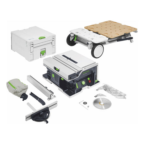 Festool CSC SYS 50 EBI-Basic-Set akumulatorowa pilarka tarczowa 36 V ( 2x 18 V ) ( 577371 ) 168 mm bezszczotkowa + rama podstawy - bez akumulatora, bez ładowarki