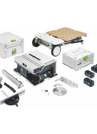 Festool CSC SYS 50 EBI-Set Akku Tischkreissäge 36 V ( 2x 18 V ) ( 577379 ) 168 mm Brushless + Untergestell + 2x Akku 5,0 Ah + Ladegerät + Systainer