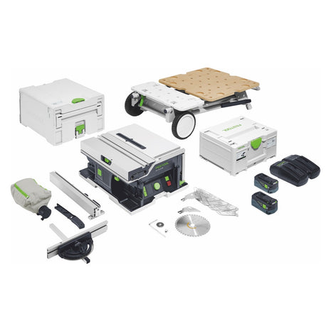 Festool CSC SYS 50 EBI-Set sega circolare a batteria 36 V ( 2x 18 V ) ( 577379 ) 168 mm brushless + base + 2x batteria 5,0 Ah + caricabatterie + systainer