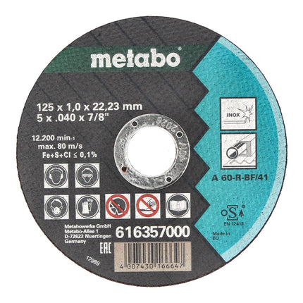 Metabo TF41 Trennscheibe Inox SP 125 x 1,0 x 22,23 mm 10 Stk. ( 616359000 ) - Toolbrothers