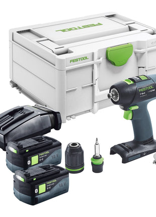 Festool T 18+3 Basic Akku Bohrschrauber 18 V 50 Nm Brushless + 2x Akku 5,0 Ah + Ladegerät + Systainer - Toolbrothers