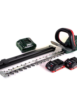 Metabo AHS 18-55 V Akku Heckenschere 18 V 53 cm ( 600463800 ) + 2x Akku 4,0 Ah + Ladegerät