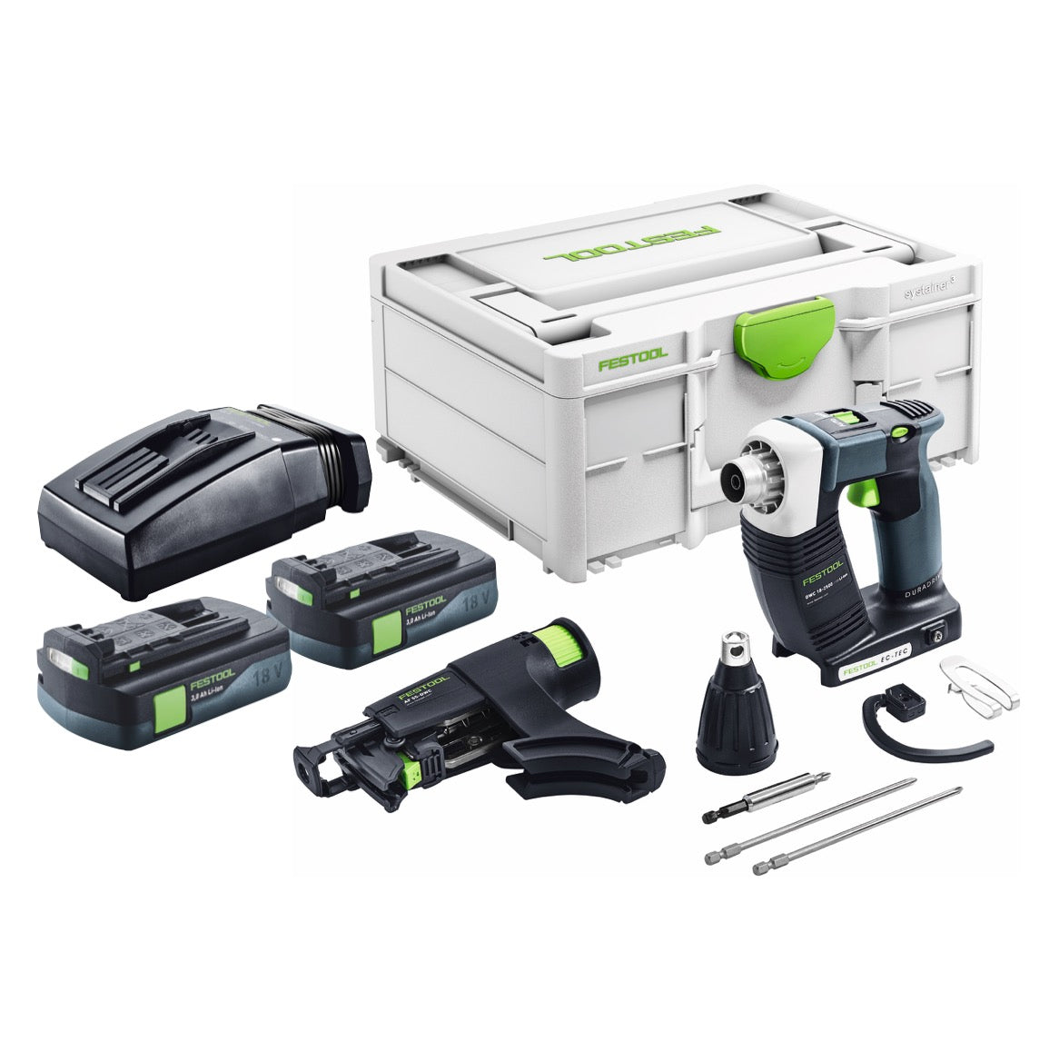 Festool DURADRIVE DWC 18-2500 Basic Akku Bauschrauber 18 V 18 Nm Brushless + 2x Akku 3,0 Ah + Ladegerät + Systainer