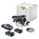 Festool HKC 55 EB-Basic Akku Handkreissäge 18 V 160 mm Brushless + 2x Akku 3,0 Ah + Ladegerät + Systainer - Toolbrothers