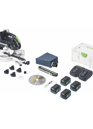 Festool KSC 60 EB-Basic KAPEX Akku Kapp Zugsäge 18 V / 36 V 216 mm Brushless + 4x Akku 5,0 Ah + Doppelladegerät + Systainer - Toolbrothers