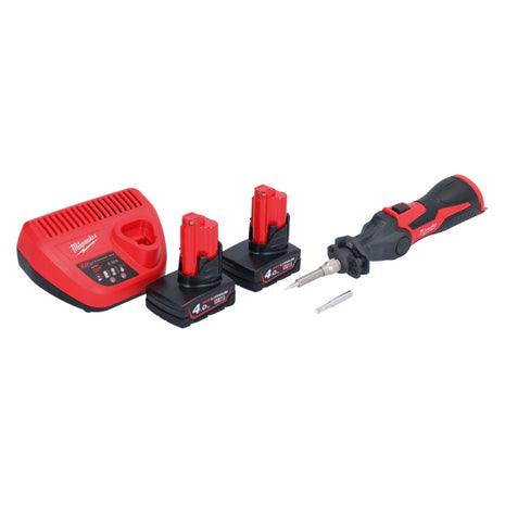 Milwaukee M12 SI-402 Akku Lötkolben 12 V 400 °C + 2x Akku 4,0 Ah + Ladegerät - Toolbrothers