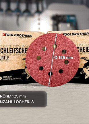 2x Toolbrothers TURTLE Schleifset 125mm + Milwaukee M18 BOS125-602 FC Akku Exzenterschleifer 18 V 125 mm + 2x Akku 6,0 Ah + Ladegerät