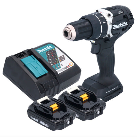 Makita DHP 484 RAB taladro percutor inalámbrico 18 V 54 Nm sin escobillas negro + 2x baterías 2,0 Ah + cargador