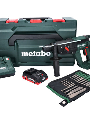 Metabo KH 18 LTX 24 Akku Kombihammer 18 V 2,1 J SDS plus + 1x Akku 4,0 Ah + Ladegerät + 10 tlg. Bohrer und Meißel Set + metaBOX - Toolbrothers