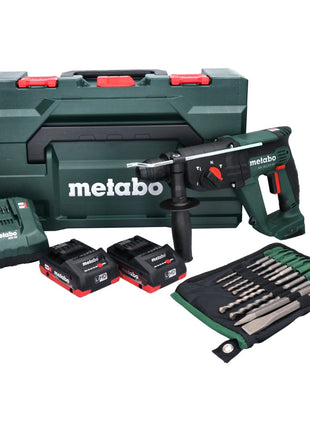 Metabo KH 18 LTX 24 Akku Kombihammer 18 V 2,1 J SDS plus + 2x Akku 4,0 Ah + Ladegerät + 10 tlg. Bohrer und Meißel Set + metaBOX - Toolbrothers