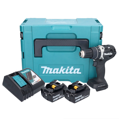 Makita DHP 484 RTJB Akku Schlagbohrschrauber 18 V 54 Nm Brushless Schwarz + 2x Akku 5,0 Ah + Ladegerät + Makpac - Toolbrothers