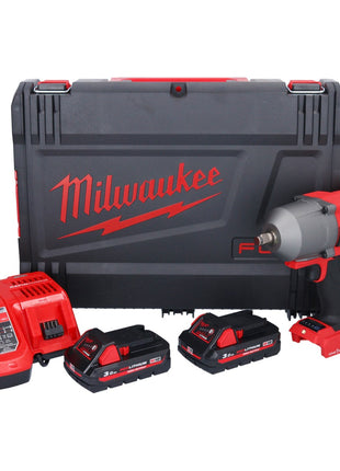 Milwaukee M18 ONEFHIWF12-302X Llave de impacto inalámbrica 18 V 1356 Nm 1/2" sin escobillas + 2x batería 3,0 Ah + cargador + caja HD