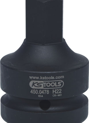 KS TOOLS 1" Kraft-Bit-Stecknuss Innensechskant, kurz, 22 mm ( 450.0478 ) - Toolbrothers