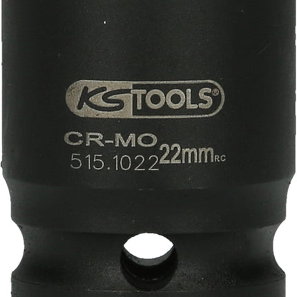 KS TOOLS 1/2" Sechskant-Kraft-Stecknuss, kurz, 22mm ( 515.1022 ) - Toolbrothers
