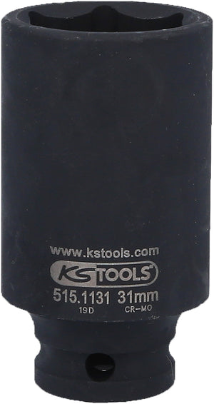 KS TOOLS 1/2" Sechskant-Kraft-Stecknuss, lang, 31mm ( 515.1131 )