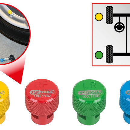KS TOOLS RDKS / TPMS Reifenentlüfter-Satz, 4-tlg ( 100.1185 ) - Toolbrothers