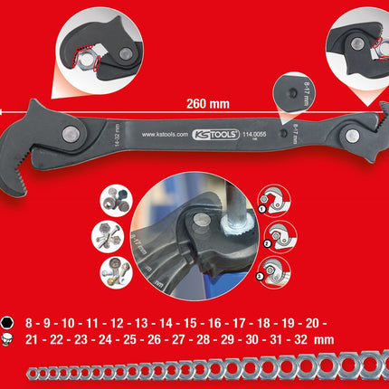 KS TOOLS Einhand-Multifunktions-Schlüssel, 8-17/14-32mm ( 114.0055 ) - Toolbrothers