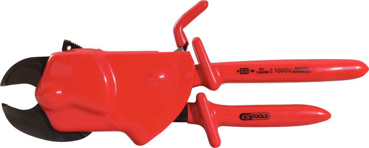 KS TOOLS Einhand-Ratschenkabelschere mit Schutzisolierung, 310mm ( 117.1246 )
