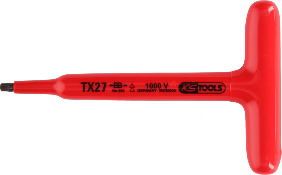 KS TOOLS T-Griff-Torx-Stiftschlüssel mit Schutzisolierung, T15, 120 mm ( 117.2413 )