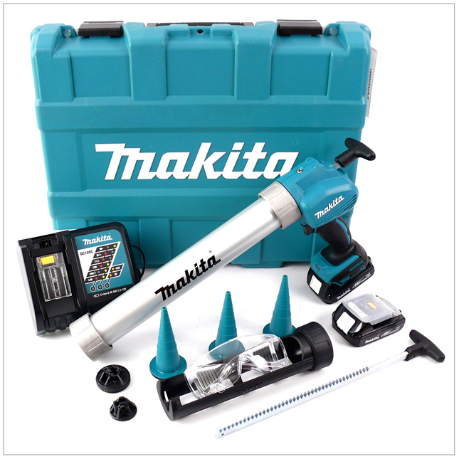 Makita DCG 180 RYEX 18 V Akku Kartuschenpistole Set mit 2x 1,5 Ah Akku und Ladegerät im Koffer - Toolbrothers