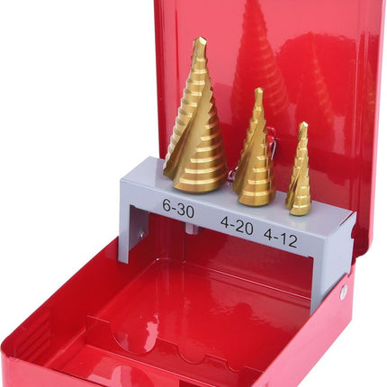 KS TOOLS HSS TiN Stufenbohrer-Satz, Stahlblechkassette 3-tlg ( 330.2423 ) - Toolbrothers