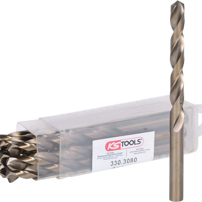 KS TOOLS HSS-G Co 5 Spiralbohrer, 8mm, 10er Pack ( 330.3080 ) - Toolbrothers