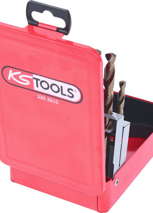 KS TOOLS HSS-G Co 5 Spiralbohrer-Satz, Stahlblechkassette 19-tlg 1-10mm ( 330.3610 ) - Toolbrothers