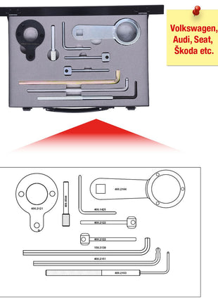 KS TOOLS Motoreinstell-Werkzeug-Satz für VAG, 9-tlg, Audi, Seat, Škoda, Volkswagen ( 400.2120 )