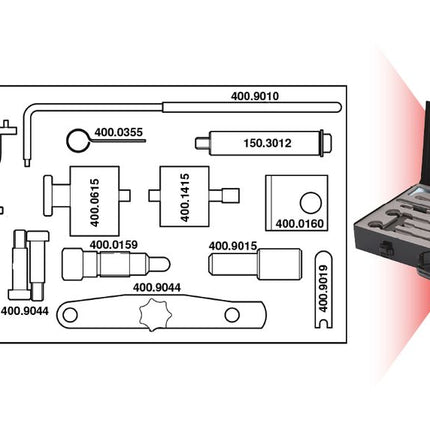 KS TOOLS Motoreinstell-Werkzeug-Satz für VAG, 21-tlg ( 400.2225 )