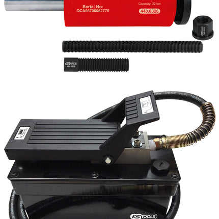 KS TOOLS Hydraulik-Einheit 32t, mit Luft-Hydraulik-Pumpe, 9-tlg ( 440.9996 ) - Toolbrothers