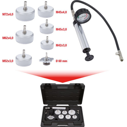 KS TOOLS Kühlsystem-Prüfgerät LKW, 9-tlg ( 455.0110 ) - Toolbrothers