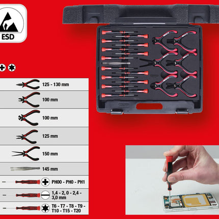 KS TOOLS Feinmechanik-Werkzeug-Satz, 21-tlg ( 500.7190 ) - Toolbrothers