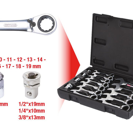KS TOOLS GEARplus Ratschenringmaulschlüssel-Satz, kurz, 16-tlg ( 503.4653 ) - Toolbrothers