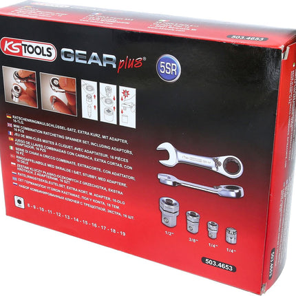 KS TOOLS GEARplus Ratschenringmaulschlüssel-Satz, kurz, 16-tlg ( 503.4653 ) - Toolbrothers