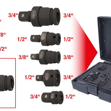 KS TOOLS Kraft-Vergrößerungs- und Reduzieradapter-Satz, 9-tlg ( 515.0100 ) - Toolbrothers