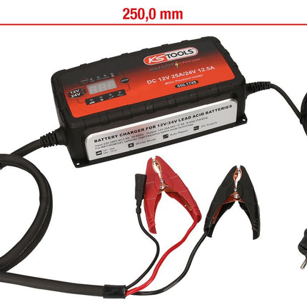KS TOOLS 12V + 24V SMARTcharger Hochfrequenz-Batterieladegerät 25A/12,5A ( 550.1745 ) - Toolbrothers