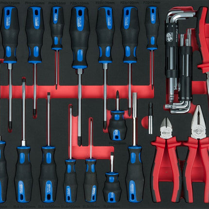 KS TOOLS Zangen- und Schraubendreher-Satz, 59-tlg in 1/1 Systemeinlage ( 711.1059 )