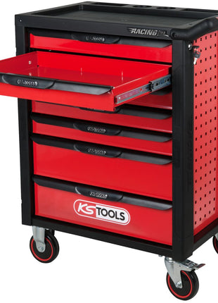 KS TOOLS RACINGline SCHWARZ/ROT Werkstattwagen mit 7 Schubladen und 215 Premium-Werkzeugen ( 826.7215 ) - Toolbrothers