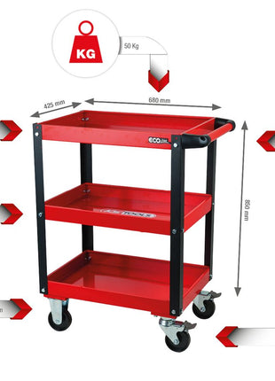 KS TOOLS ECOline Werkstatt-Servicewagen, H850xB680xT425mm ( 890.0001 ) - Toolbrothers