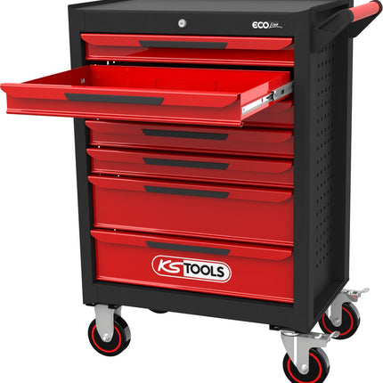 KS TOOLS ECOline SCHWARZ/ROT Werkstattwagen mit 7 Schubladen ( 897.0007 ) - Toolbrothers