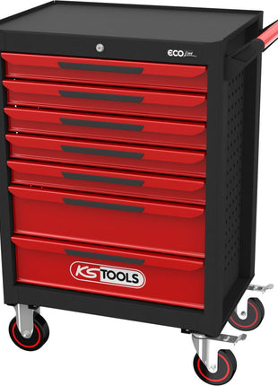 KS TOOLS ECOline SCHWARZ/ROT Werkstattwagen mit 7 Schubladen ( 897.0007 ) - Toolbrothers