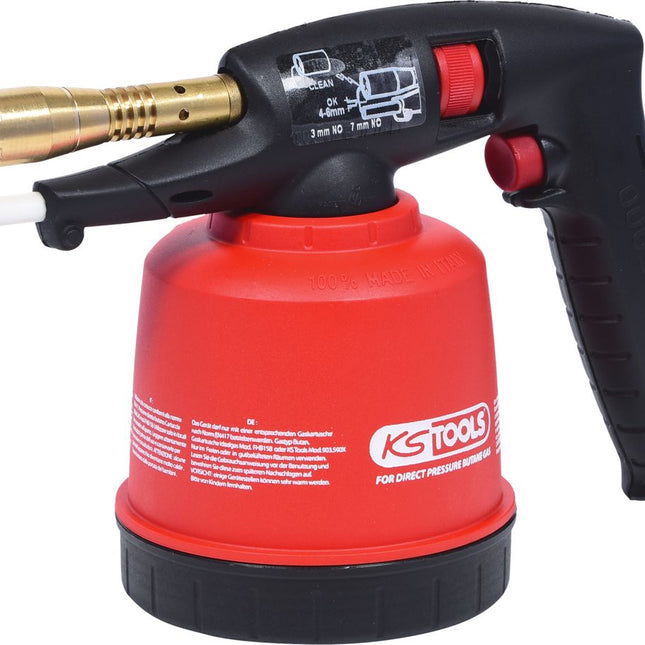 KS TOOLS Universal-Kartuschenlötgerät mit Piezo-Zündung, rot ( 903.5902 ) - Toolbrothers
