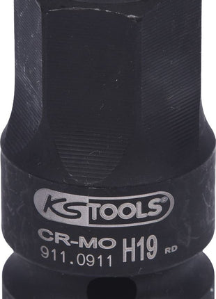 KS TOOLS 1/2" Kraft-Bit-Stecknuss Innensechskant, kurz, 19 mm ( 911.0911 ) - Toolbrothers